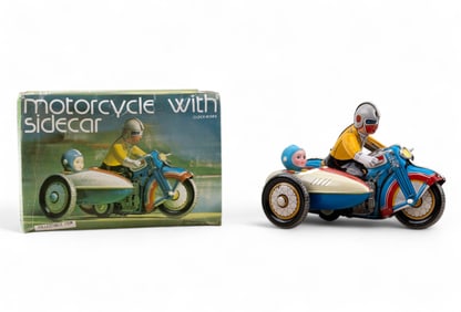 Tin Wind Up Motorcycle with Sidecar