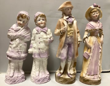 Bisque / Porcelain Figurines (4) Lilac Hues