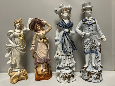 Fancy Porcelain Figurines (1 Pair, 2 Others)