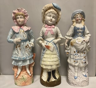 Bisque / Porcelain Lady Figurines (3)