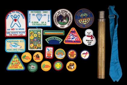 Brass Telescope and Girl Scouts Patches, Tie