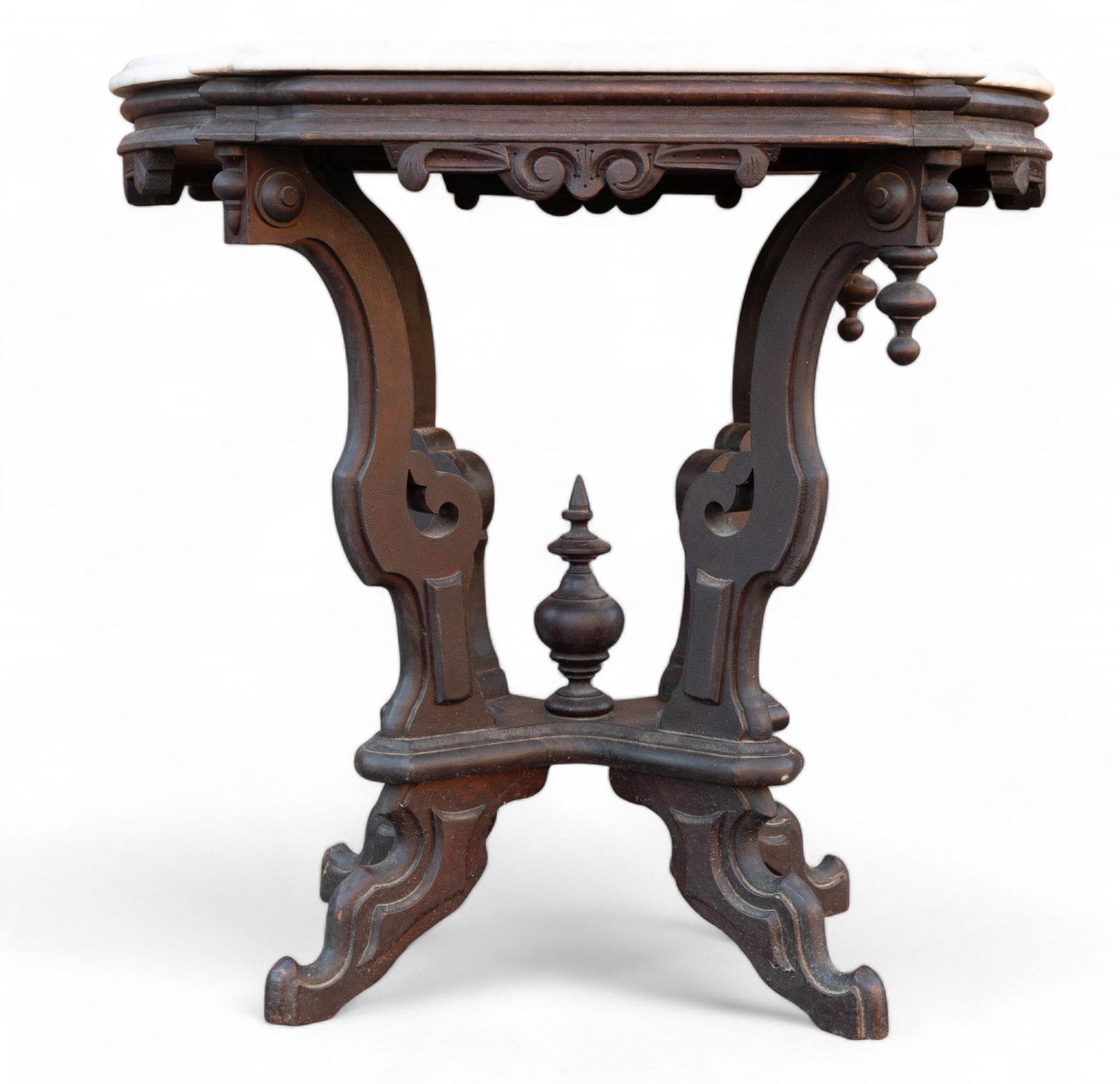 Ornate Victorian Marble Turtle Top Parlor Table (1 of 11)
