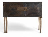 Gary Magakis Bronze, Steel & Gold Leaf Console
