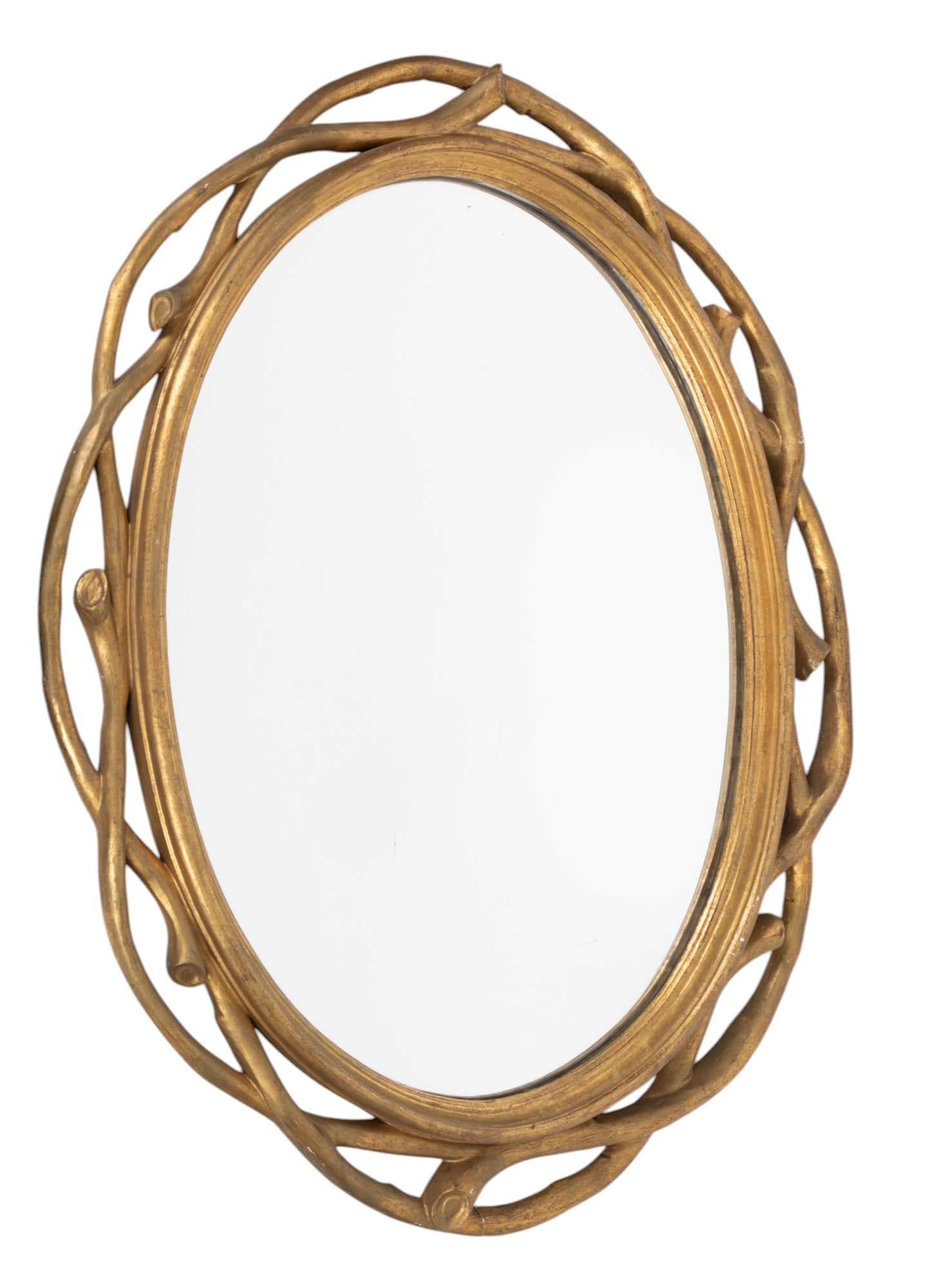 Italian Carved Wood Oval Wall Mirror (1 of 6)