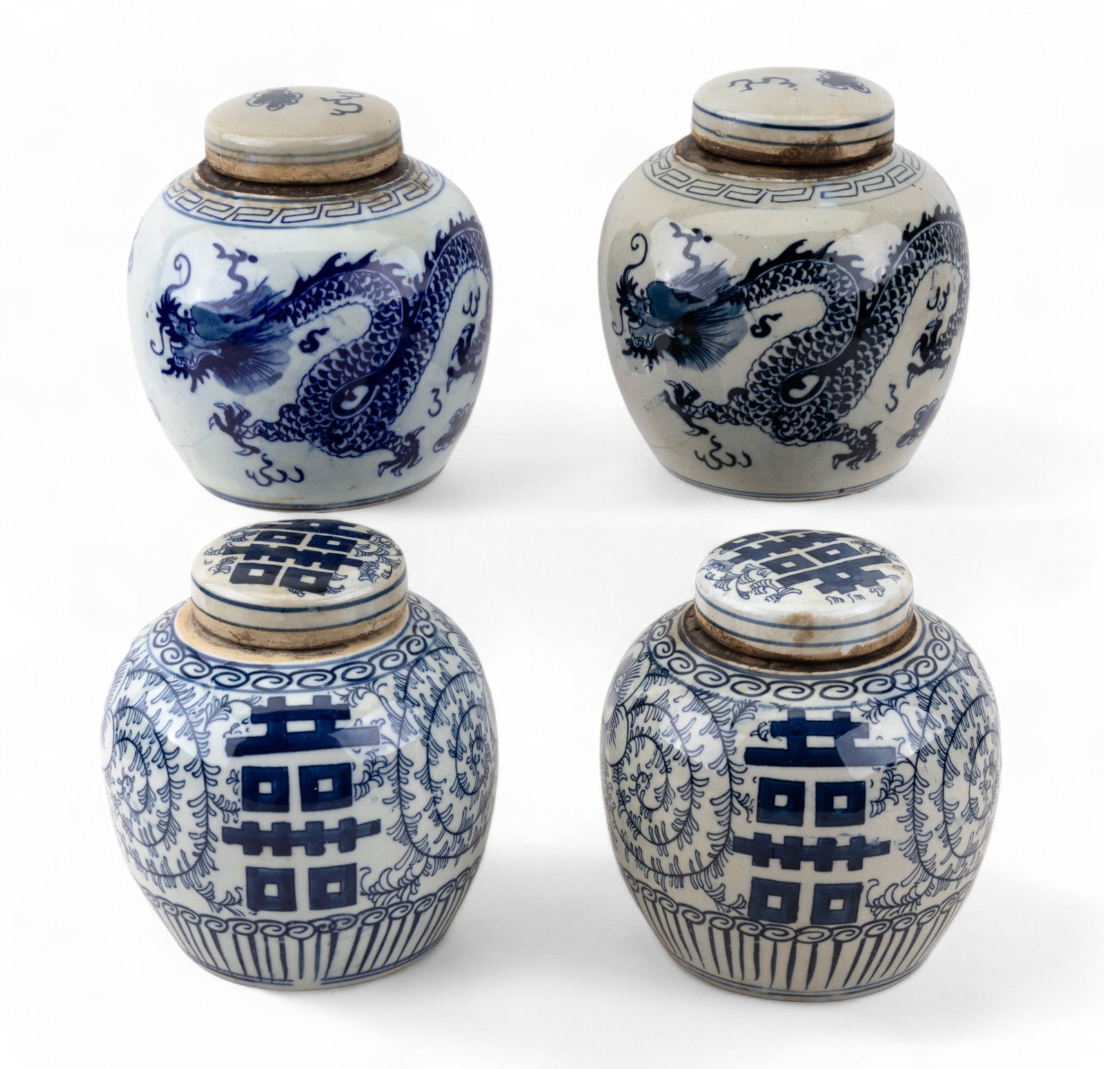 Chinese Blue & White Dragon Ginger Jars (2 Pr) (1 of 13)