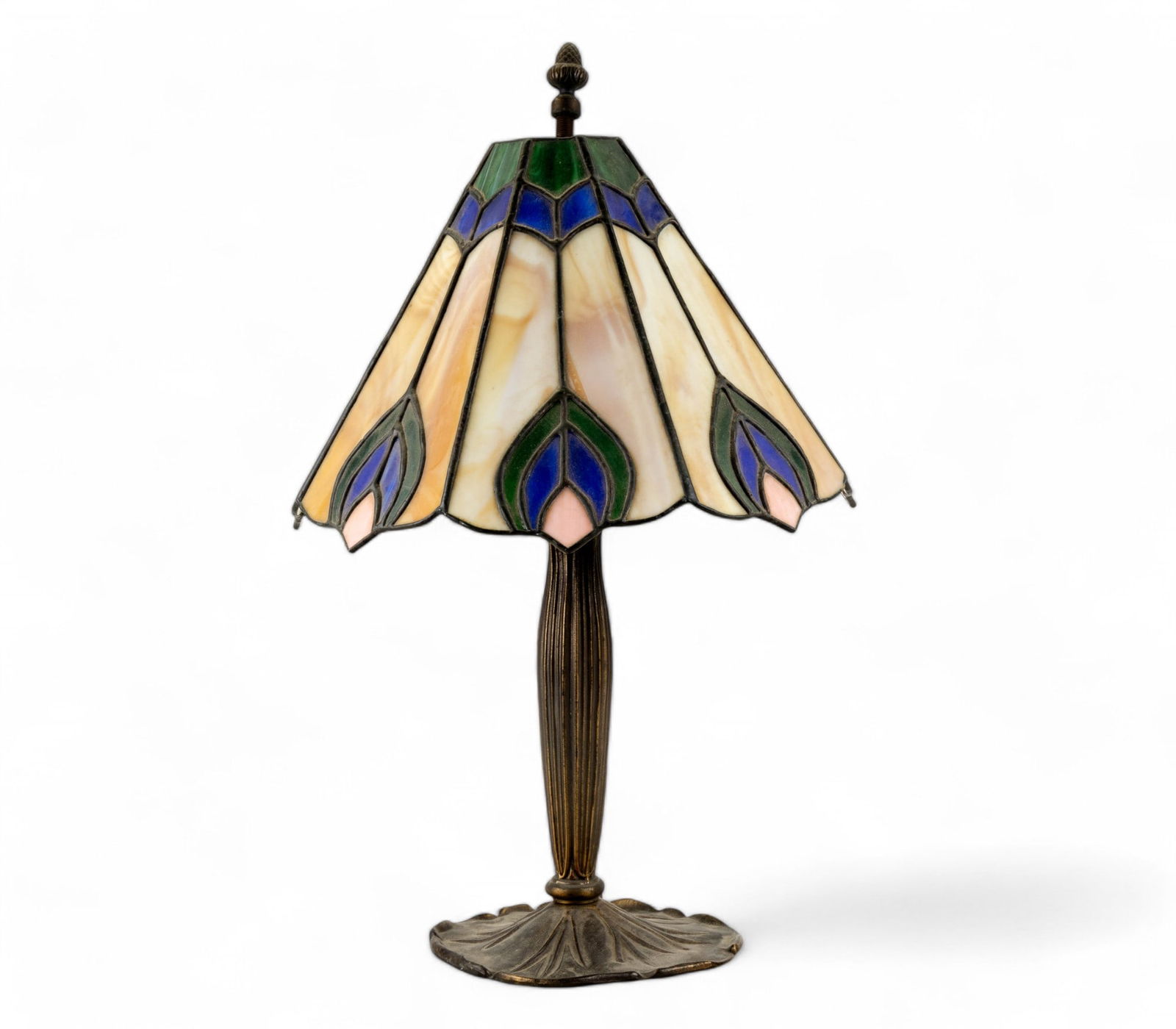 Vintage Stained Glass Shade w/ Lily Pad Lamp (1 of 12)