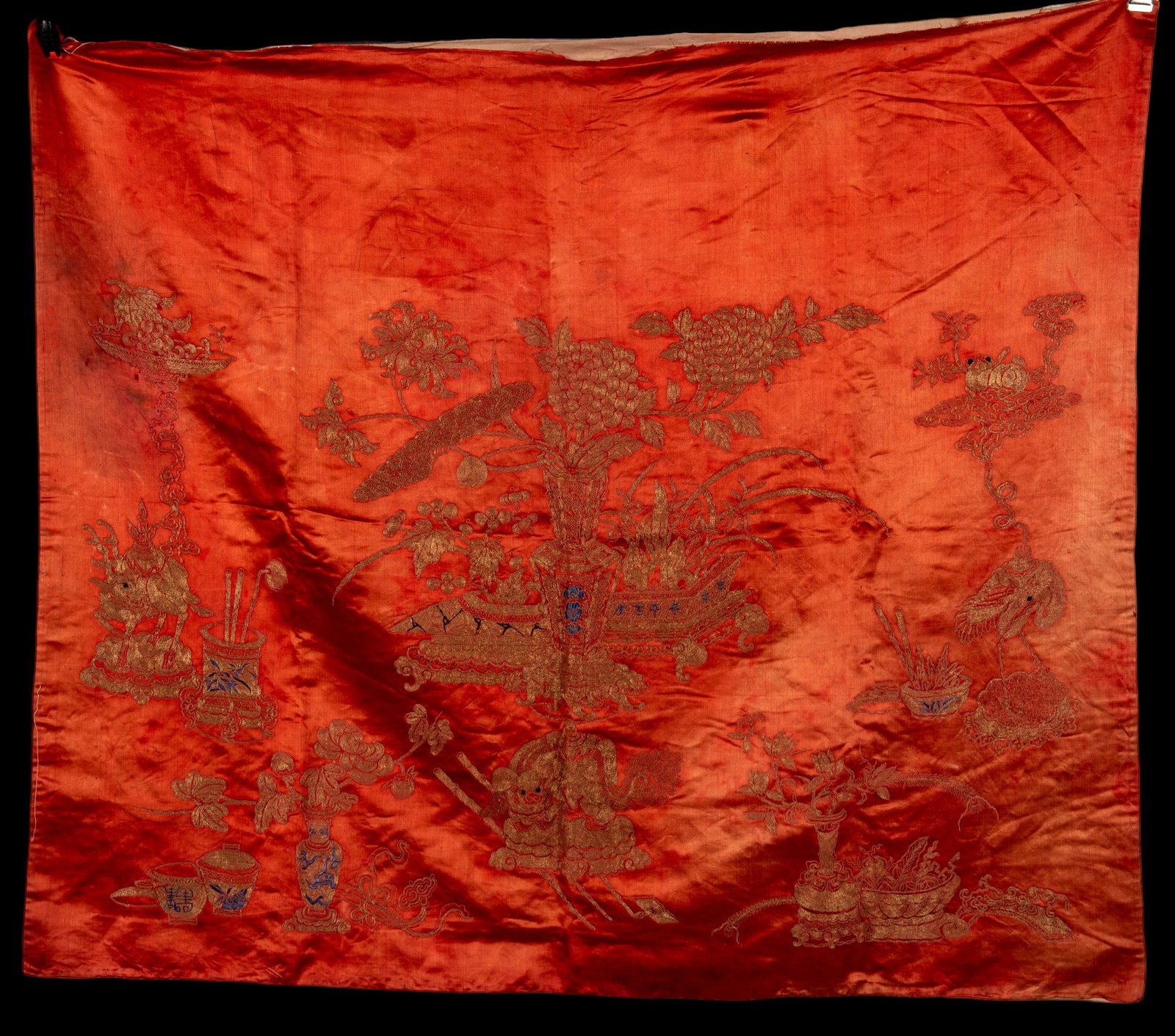 Gold Thread Embroidered Silk Hanging (1 of 14)