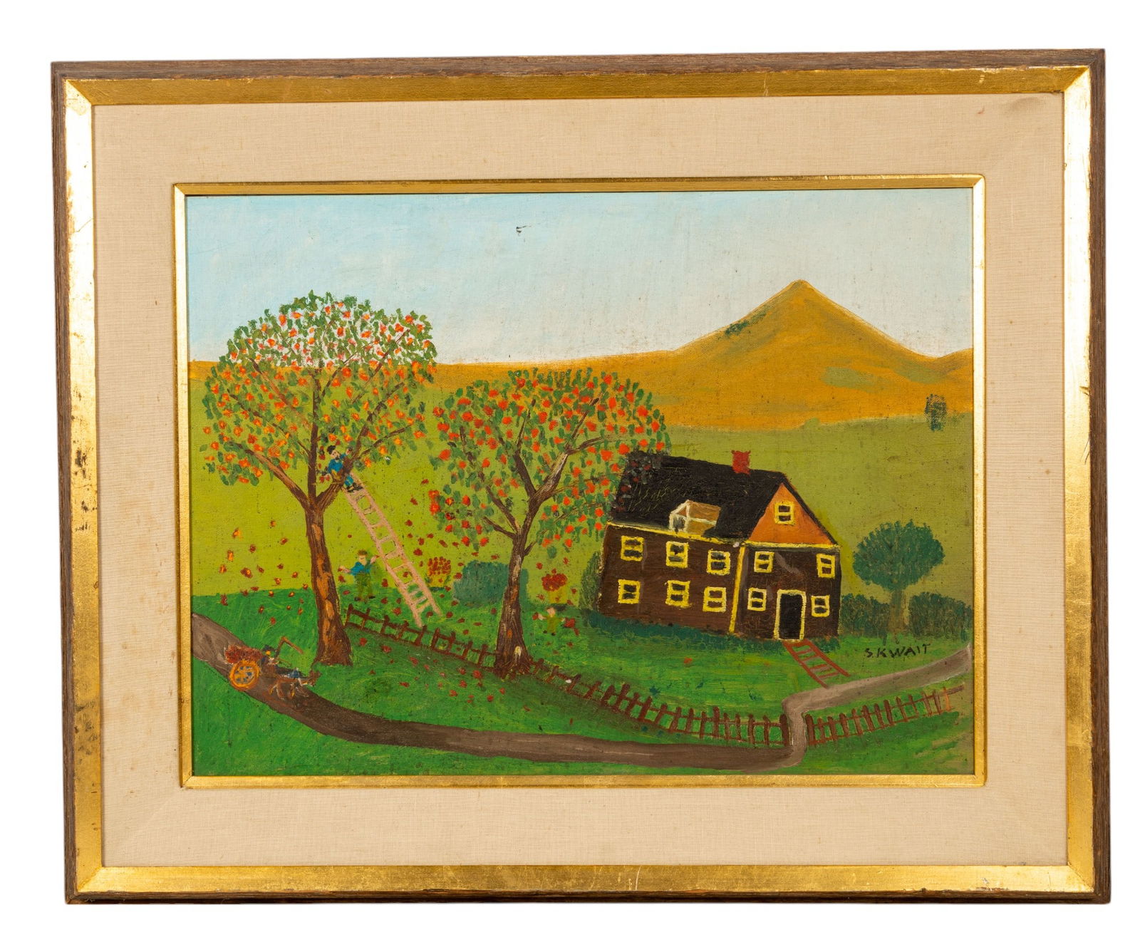 Signed Vintage Folk Art Farm Painting (1 of 7)