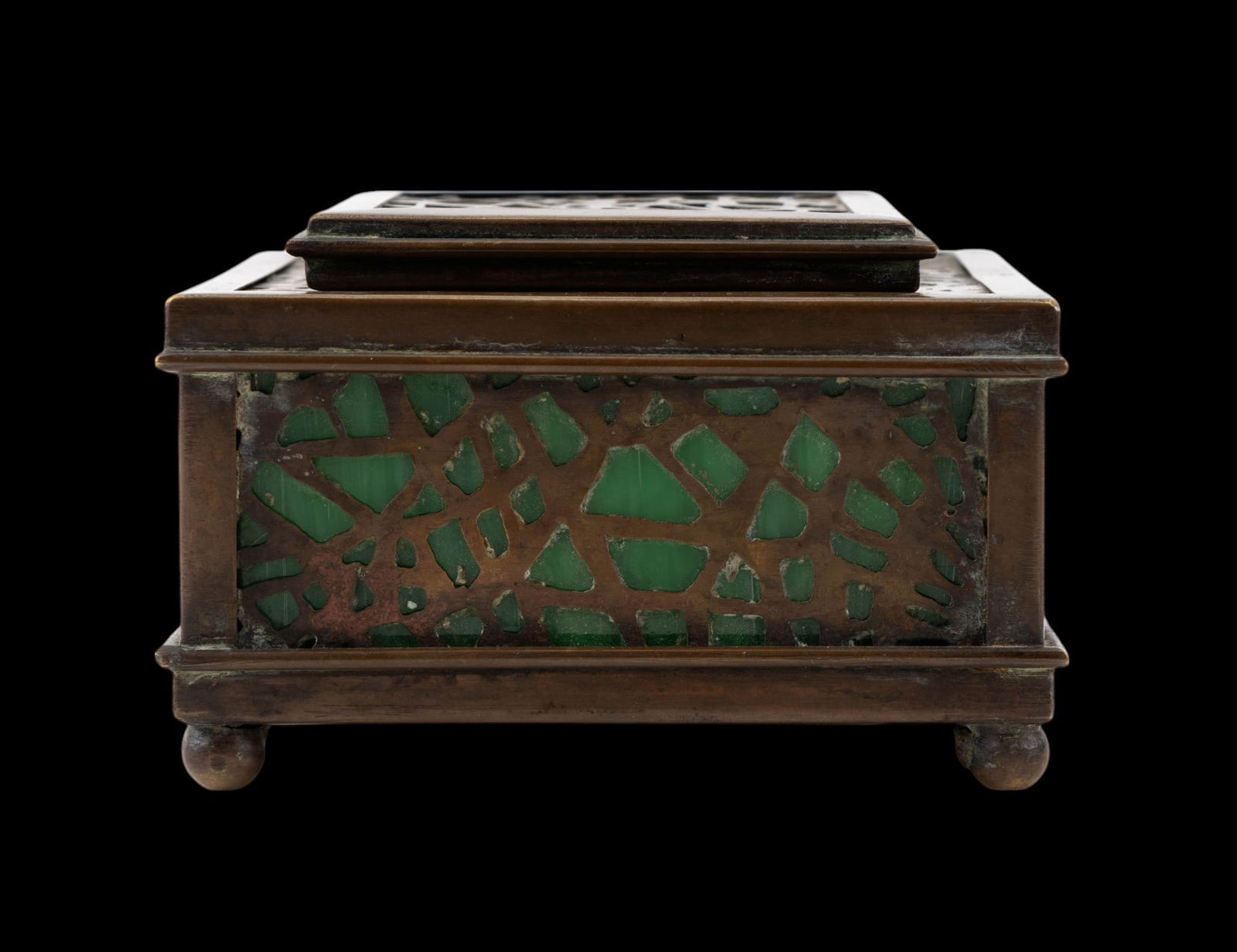 Arts & Crafts Period Inkwell, Green Glass (1 of 13)