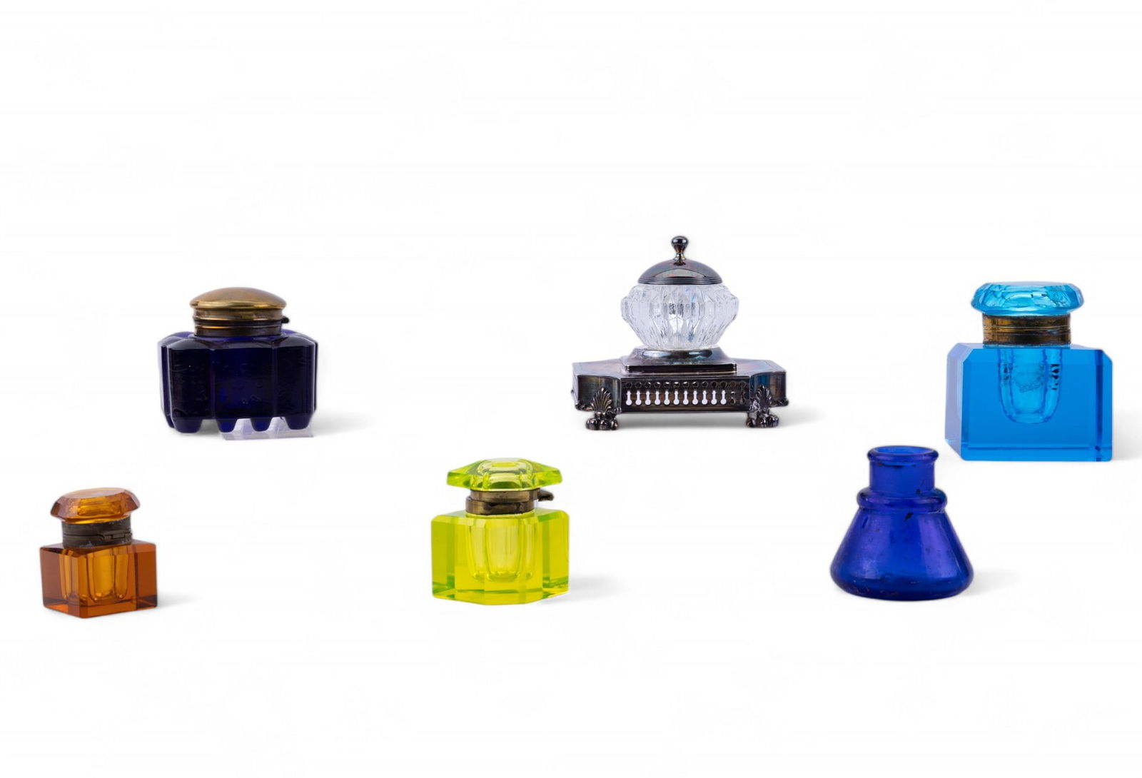 Cobalt, Uranium, and Colored Glass Inkwells (1 of 19)
