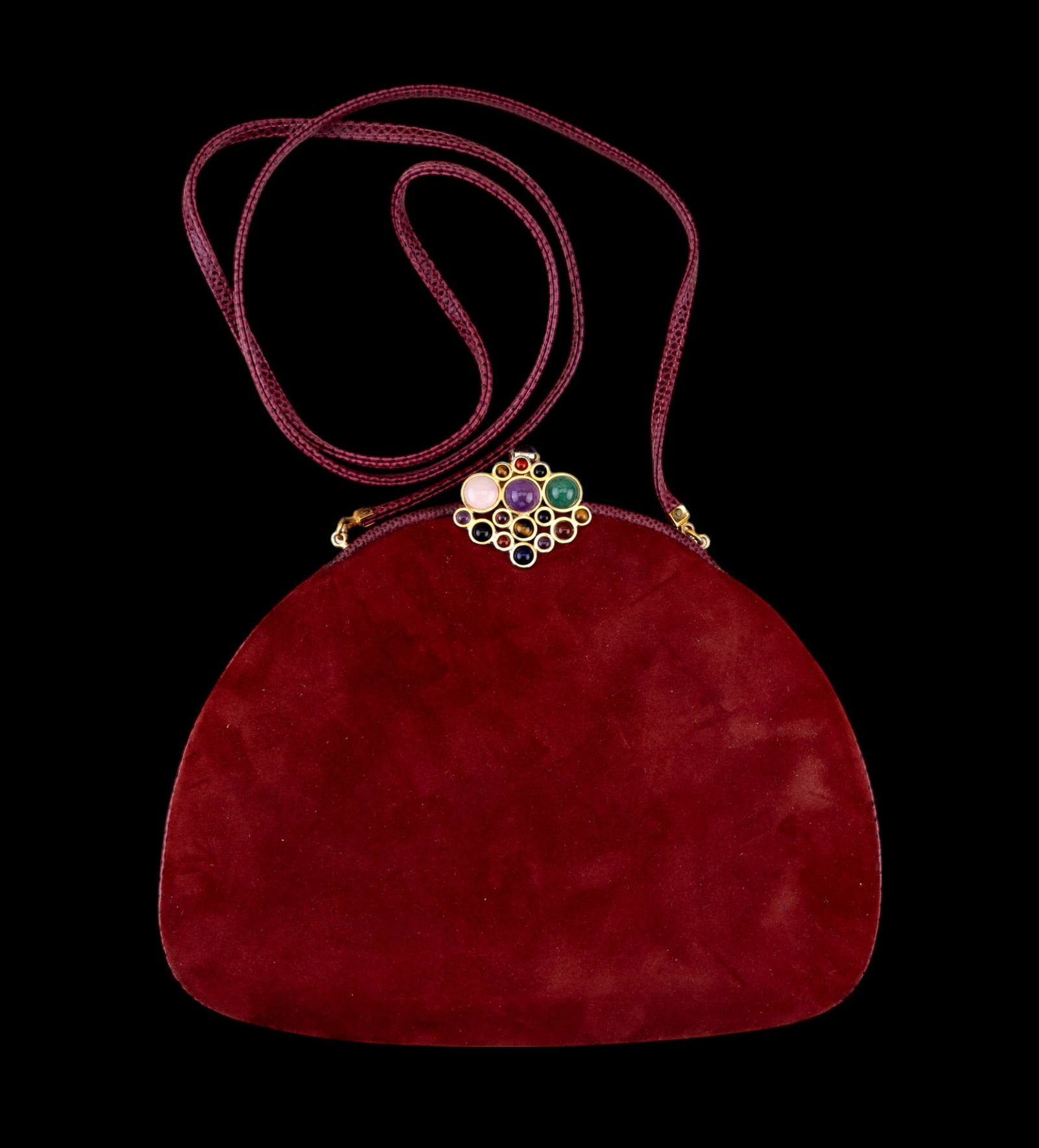 Judith Leiber Snakeskin Suede Clutch Purse (1 of 6)