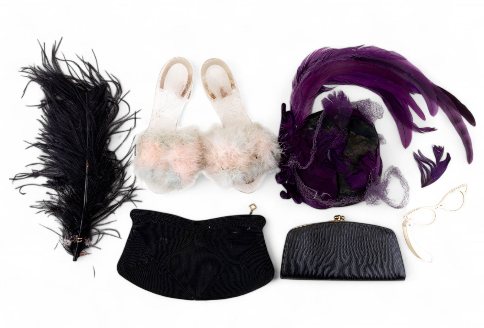 Vintage Lucite Heels, Glasses, Feather Hat, & More (1 of 13)