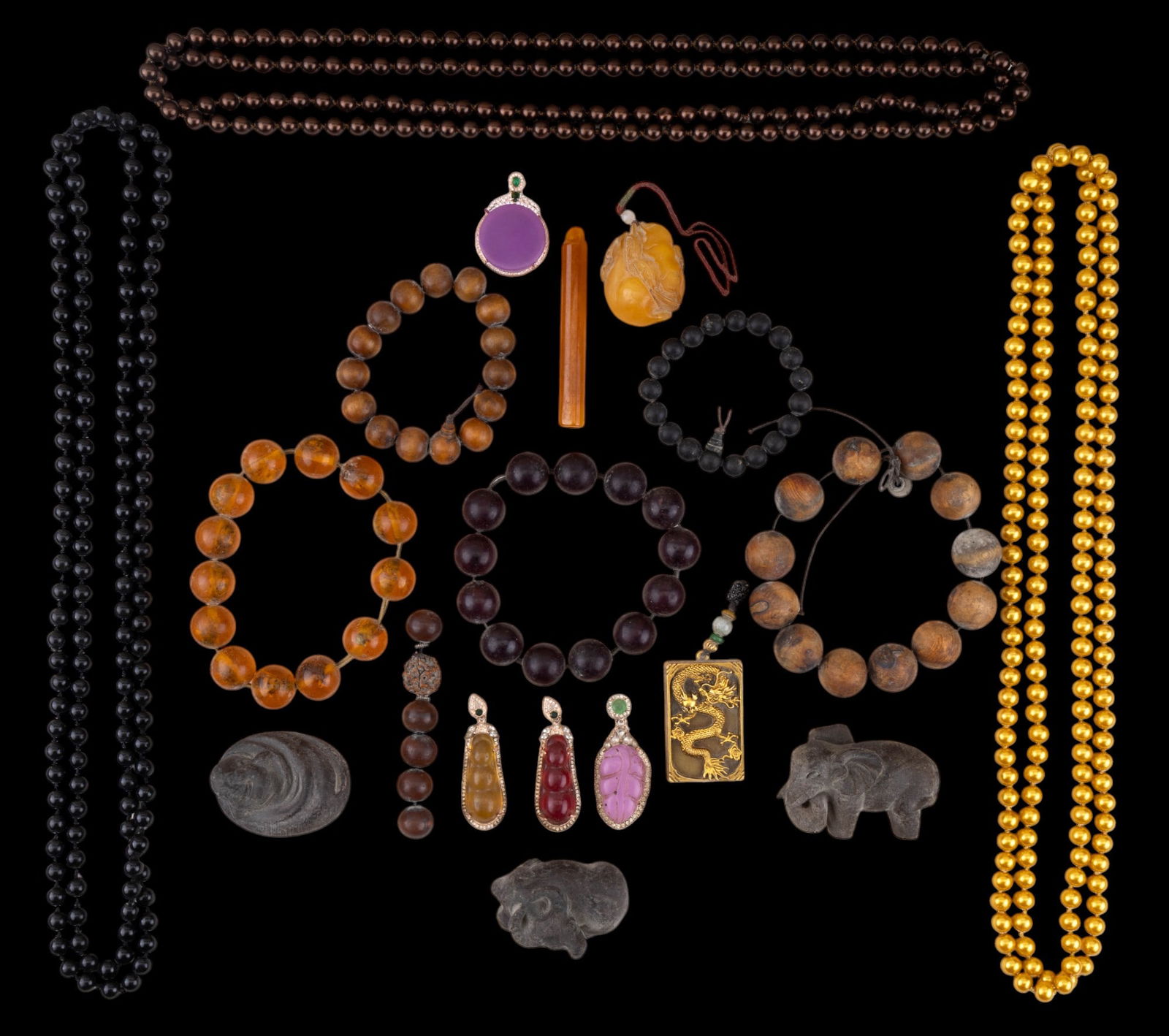 Chinese Wood Figures, Hardstone Pendants, & More (1 of 17)