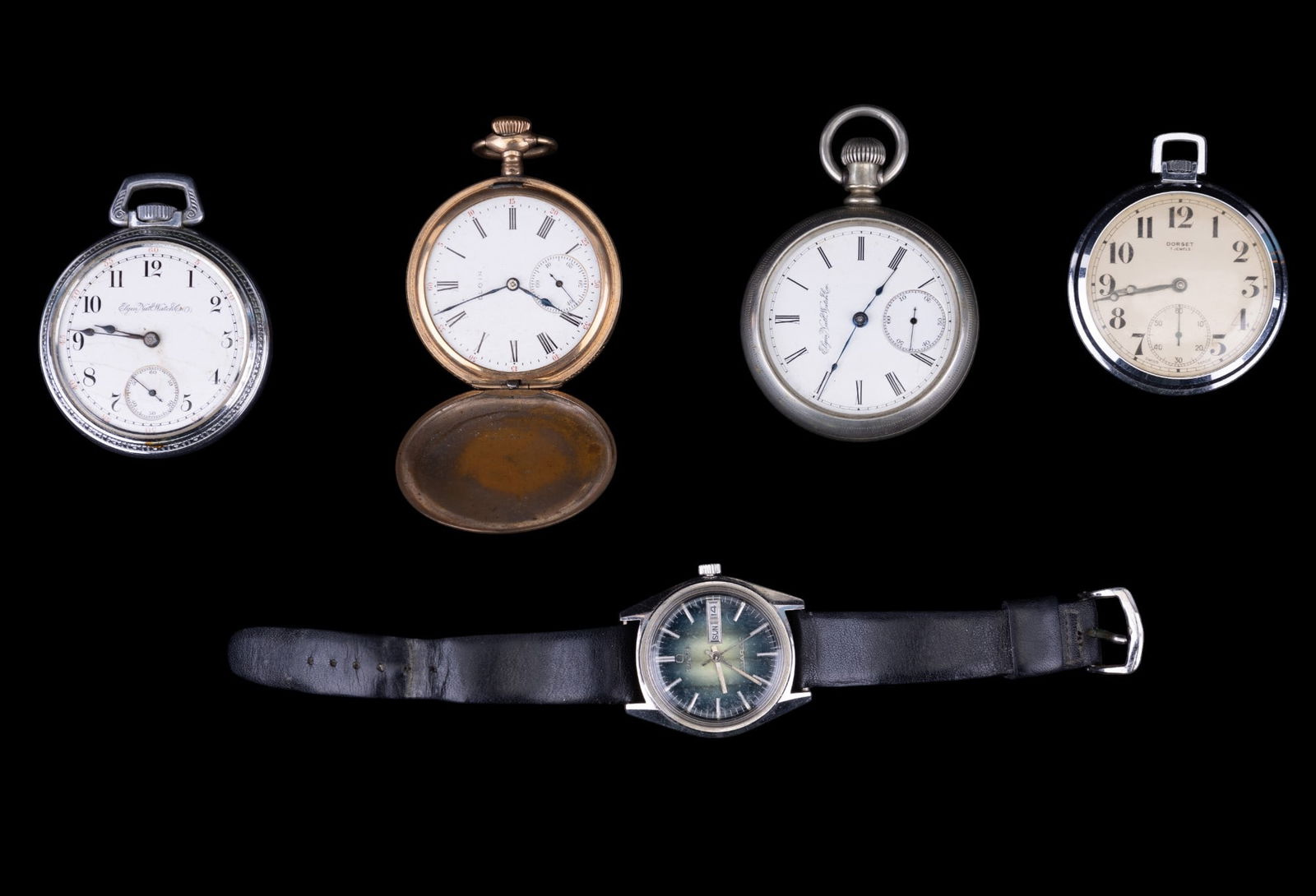 Elgin (3) & Dorset Pocket Watches + Timex Wrist (1 of 14)
