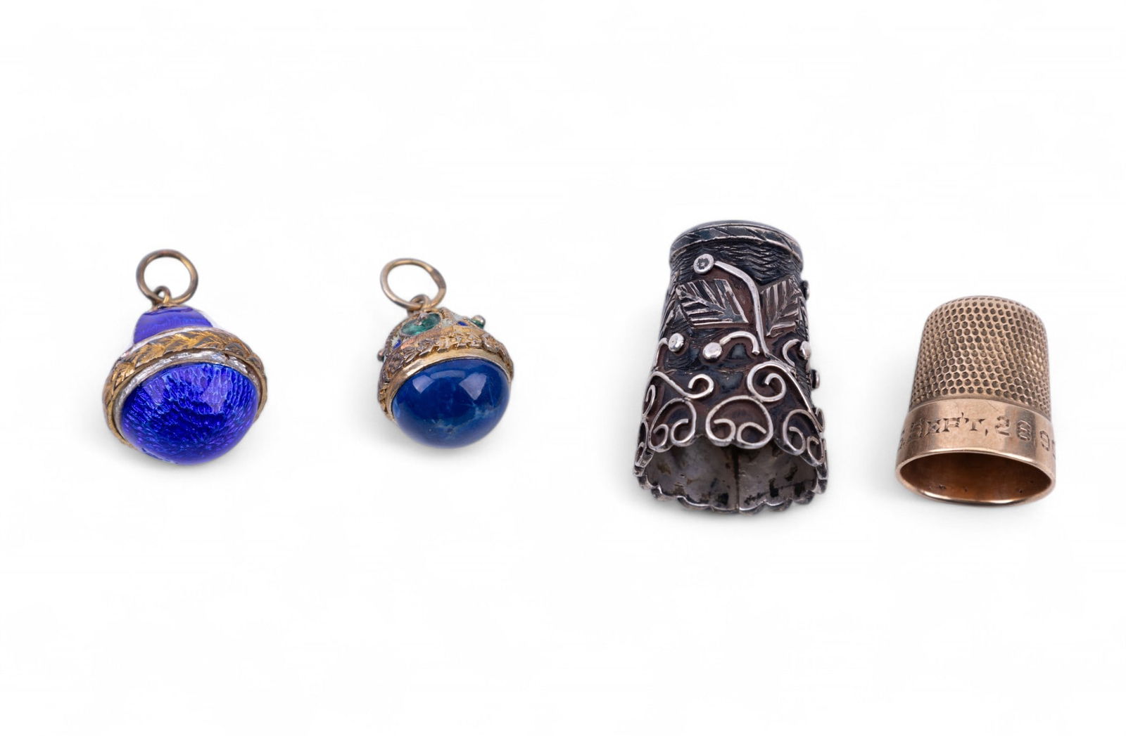Gold & Sterling Thimbles, Faberge-Style Pendants (1 of 12)