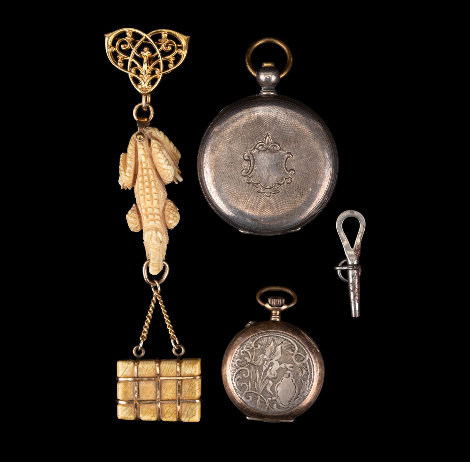 Vintage Sterling Watches and Alligator Fob (1 of 13)