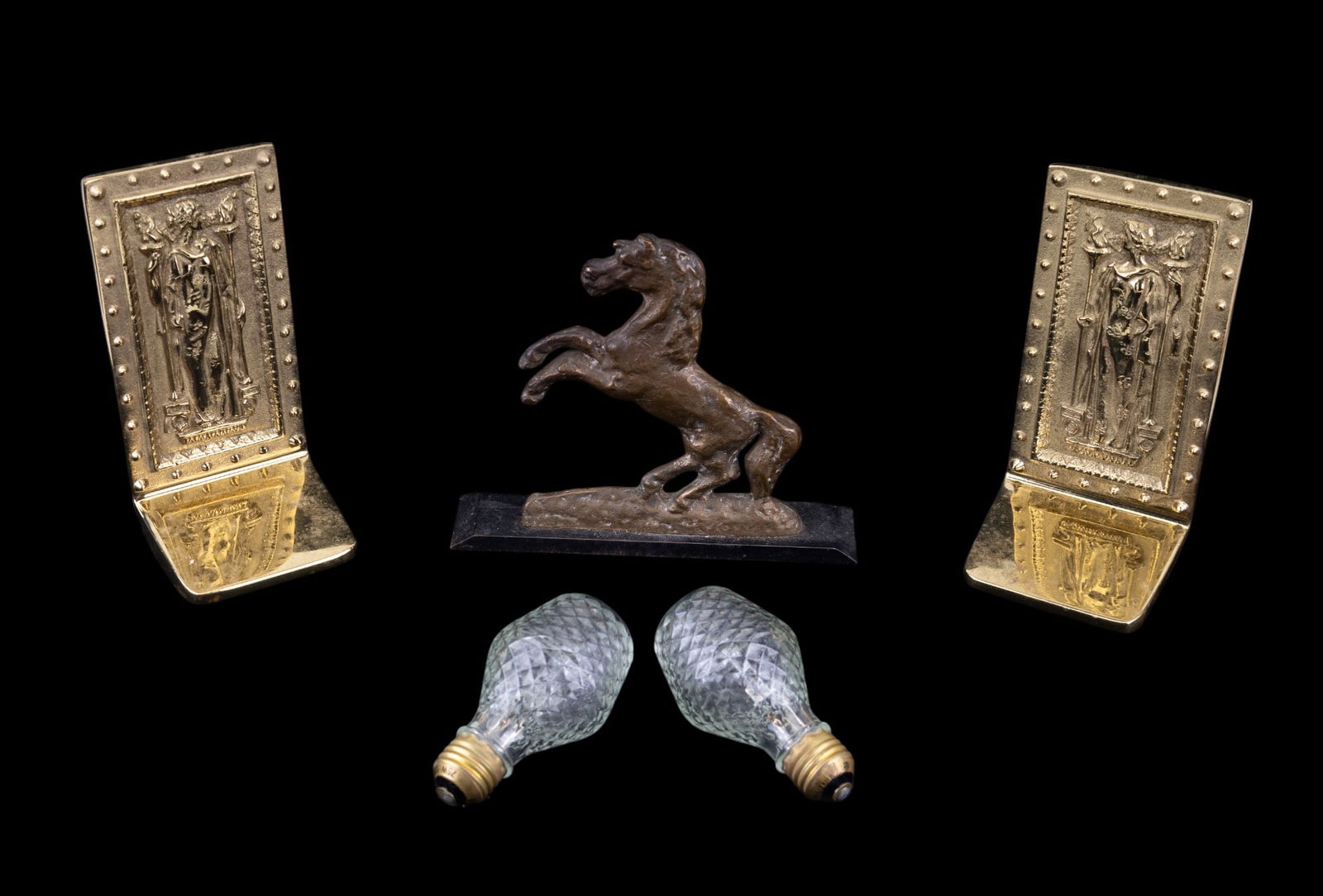 Mid C. Brass Bookends + Early Cut Glass Bulbs (1 of 11)