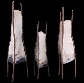 Raku 3-Piece Ceramic Vessel Sculpture