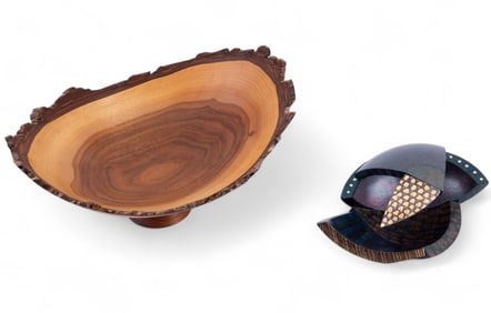 Brenda Stein Carved Bowl, Painted Wood Sculpture