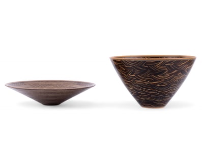 Buzz Coren (AM b. 1951) Turned Inlay Wood Bowls