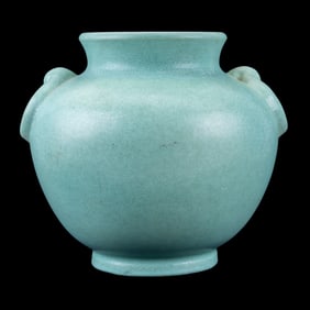 Arts and Crafts Style Green Pottery Vase