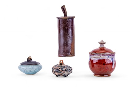 Small Lidded Art Pottery Vessels (4)