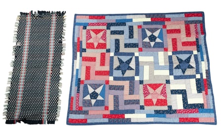 1930's Mat, Early Handstitched Patchwork Quilt