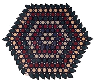 19th C Penny Rug w/ Ticking Backer