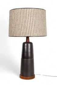 MCM Ceramic Lamp With Woven Shade