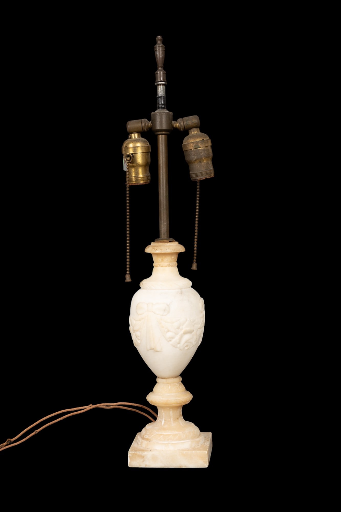 Vintage Carved Alabaster / Stone 2-Port Lamp (1 of 6)