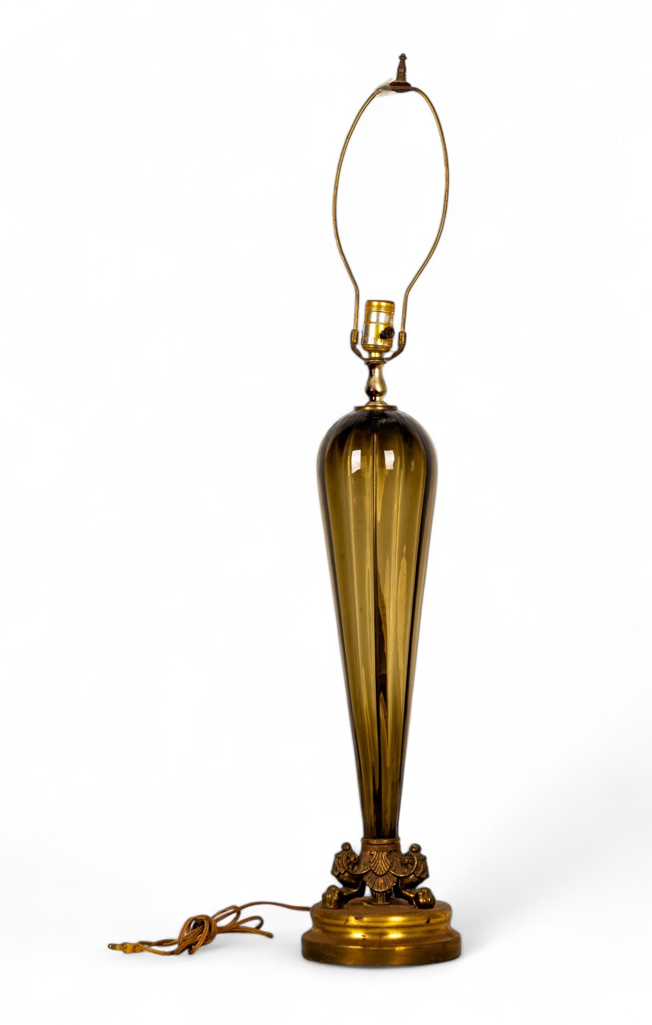 MCM Smokey Glass Tapered Fluted Lamp (1 of 8)