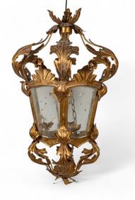 Empire Style Gold Painted Hexagonal Chandelier