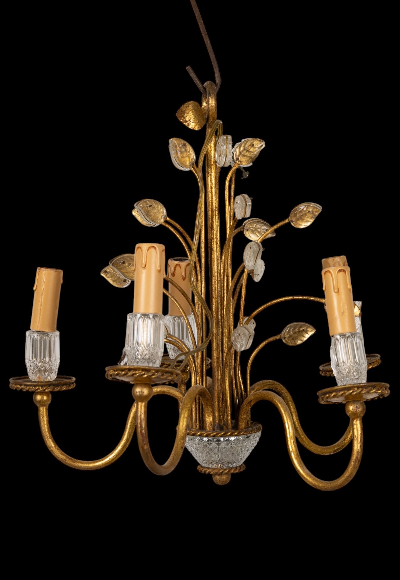 Gold Painted Glass Leaf Chandelier (1 of 6)