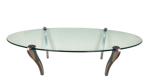 Peter Handler Glass Top Coffee Table Anodized Legs