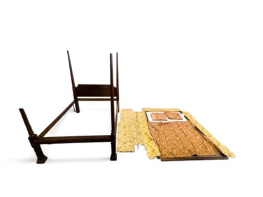 Four Post Canopy Bed with Drapery and Canopy Top