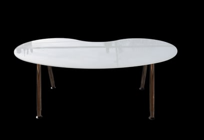 IKEA Galant White Glass Kidney Bean Desk