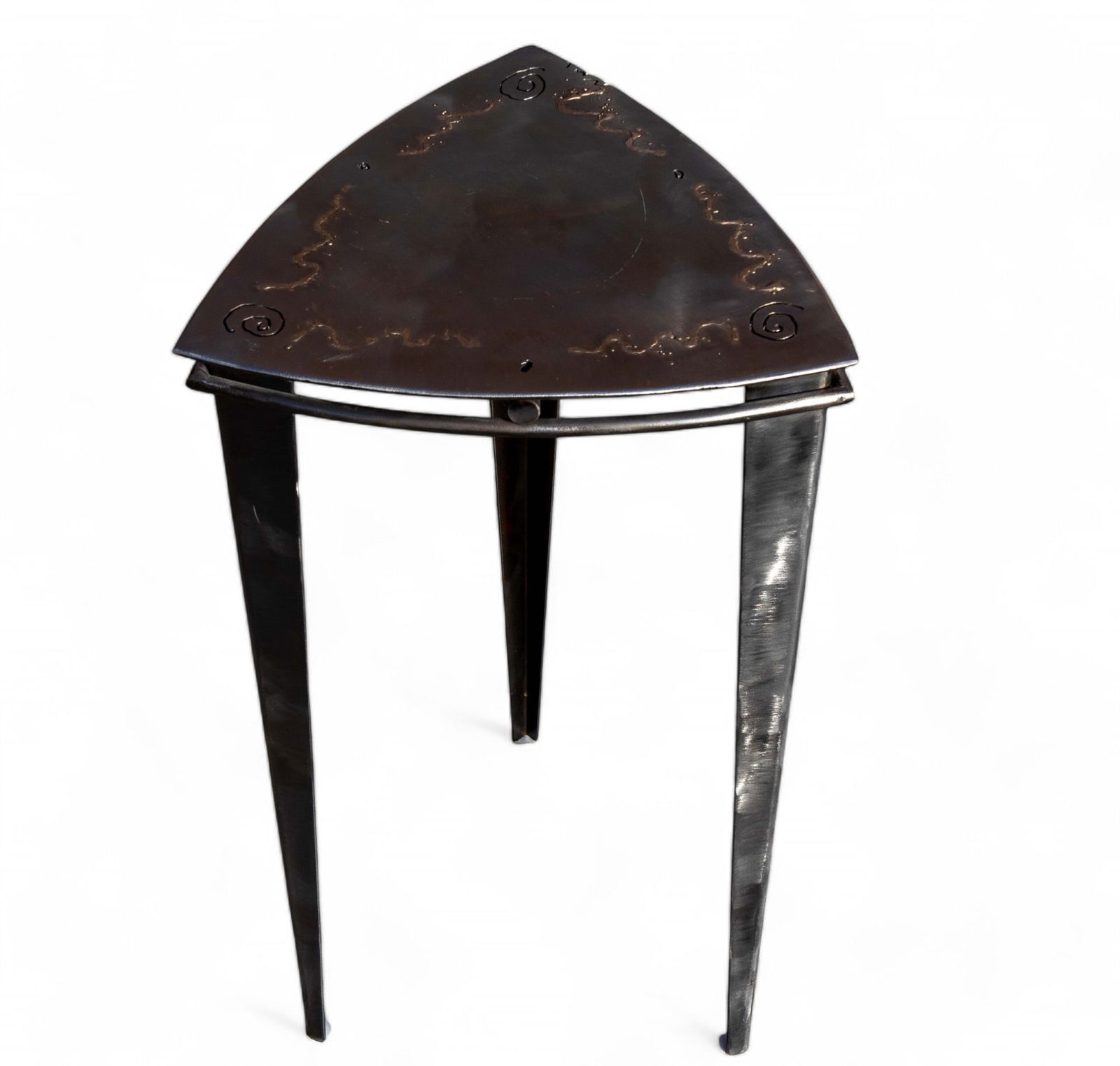 Artisan Brushed Steel Triangular Tripod Table (1 of 10)
