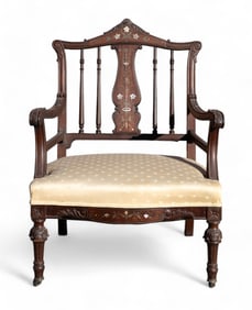 Regency-Style Armchair w/ M.O.P. Inlay
