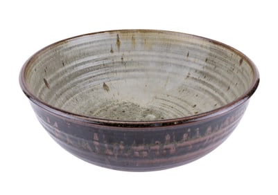 Vintage Large Artisan Earthenware Bowl