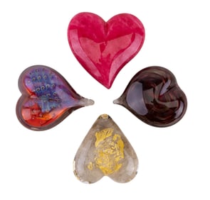 Art Glass & Stone Paperweights (4)