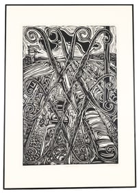 Marta Sanchez (Am, 20th C) Linocut, Landscape