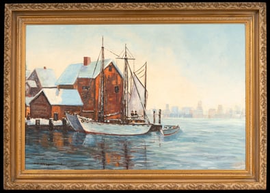 H.D. Webb 20th C Harbor Painting
