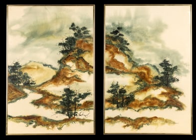 Asian Style Decorative Watercolors (2 Pc.)