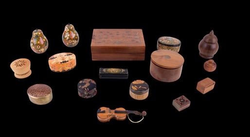 Russian, Indian, Early Lacquer Boxes, more