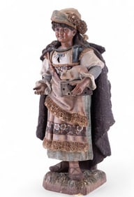 Signed 19th C Rare Form Statue Girl with Rat