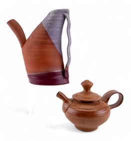 Terracotta Pitcher and Stoneware Teapot