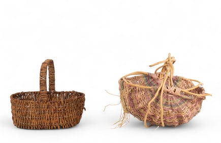 Artisan Handwoven Basket & Twig Basket
