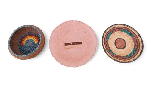 Susan Planalp Paper Mache Bowl & Native Baskets jk