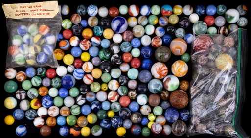 Assorted Vintage Glass & Stone Marbles (~240)