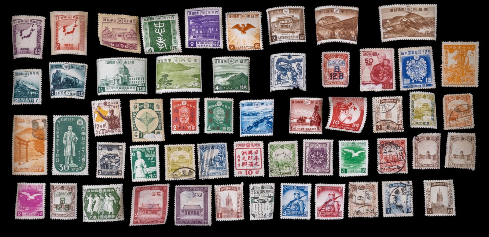 Early Japanese & Colonial Stamps (Unused): Grouping of mostly unused early stamps from Japan and Japan's colonies, most of which still have intact gum and good condition. Stamps are not graded.
